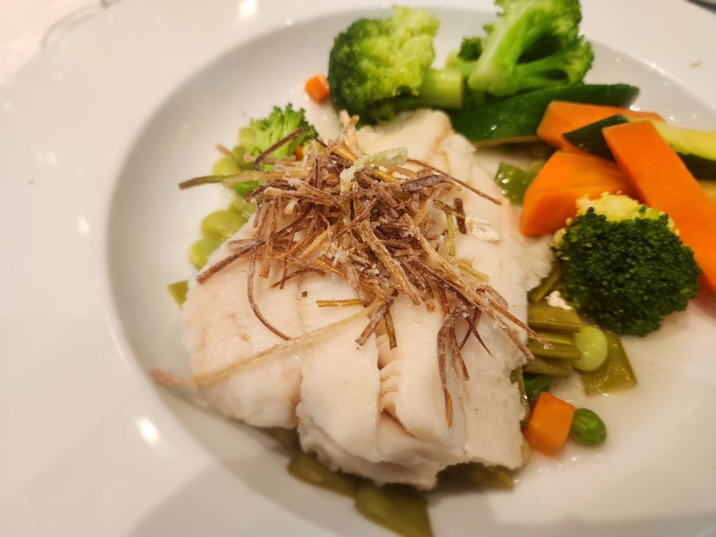 poached boston bluefish